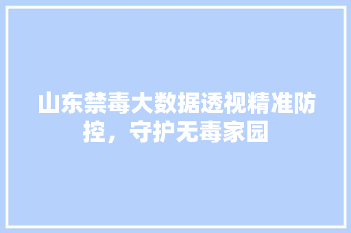 山东禁毒大数据透视精准防控，守护无毒家园