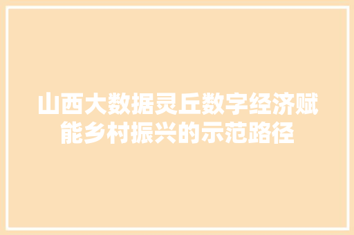 山西大数据灵丘数字经济赋能乡村振兴的示范路径