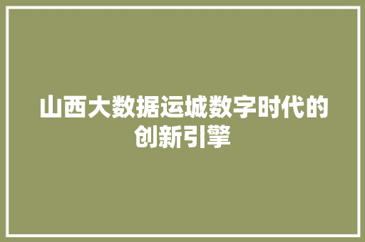 山西大数据运城数字时代的创新引擎