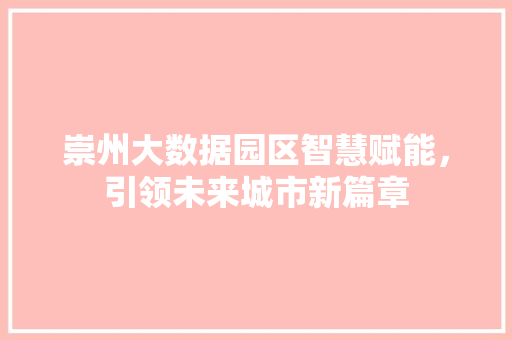 崇州大数据园区智慧赋能，引领未来城市新篇章  第1张