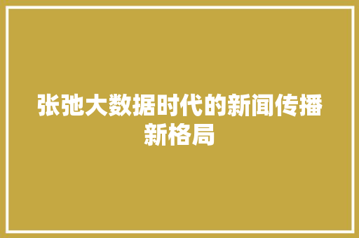 张弛大数据时代的新闻传播新格局  第1张