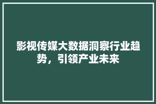 影视传媒大数据洞察行业趋势，引领产业未来  第1张
