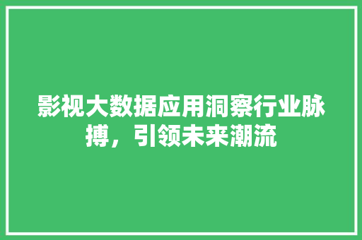 影视大数据应用洞察行业脉搏，引领未来潮流  第1张