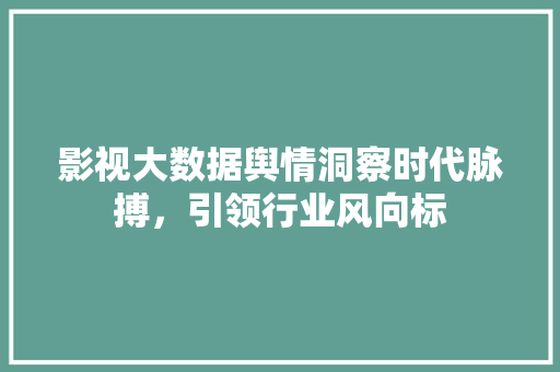 影视大数据舆情洞察时代脉搏，引领行业风向标  第1张
