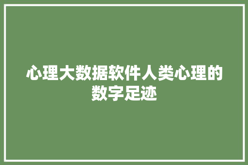 心理大数据软件人类心理的数字足迹