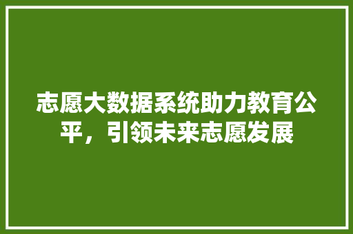 志愿大数据系统助力教育公平，引领未来志愿发展  第1张
