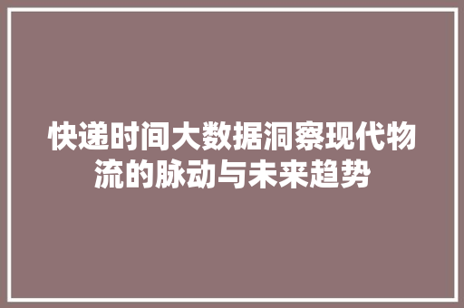 快递时间大数据洞察现代物流的脉动与未来趋势  第1张