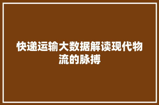 快递运输大数据解读现代物流的脉搏