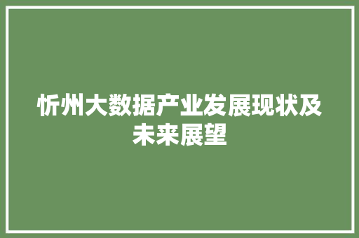 忻州大数据产业发展现状及未来展望  第1张