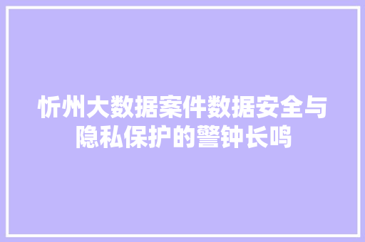 忻州大数据案件数据安全与隐私保护的警钟长鸣  第1张
