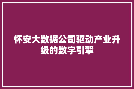 怀安大数据公司驱动产业升级的数字引擎  第1张