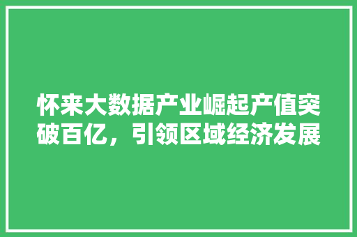 怀来大数据产业崛起产值突破百亿，引领区域经济发展新篇章  第1张