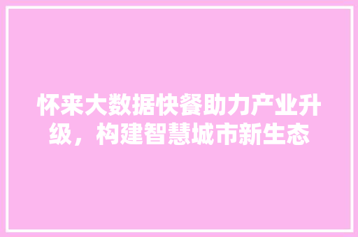 怀来大数据快餐助力产业升级，构建智慧城市新生态  第1张