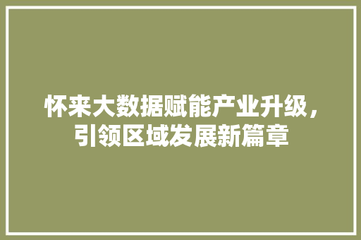 怀来大数据赋能产业升级，引领区域发展新篇章  第1张
