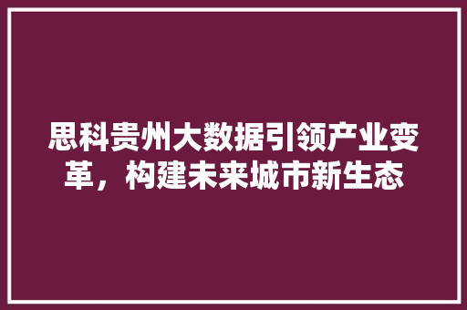 思科贵州大数据引领产业变革，构建未来城市新生态