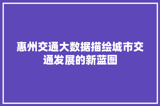 惠州交通大数据描绘城市交通发展的新蓝图  第1张