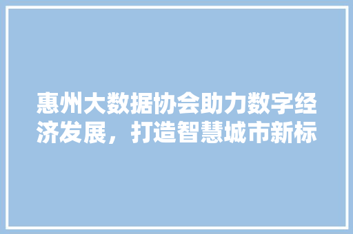 惠州大数据协会助力数字经济发展，打造智慧城市新标杆  第1张