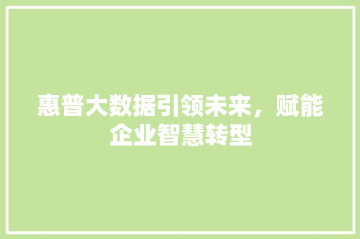 惠普大数据引领未来，赋能企业智慧转型
