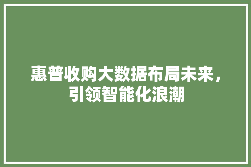 惠普收购大数据布局未来，引领智能化浪潮