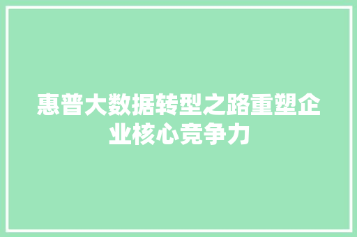惠普大数据转型之路重塑企业核心竞争力