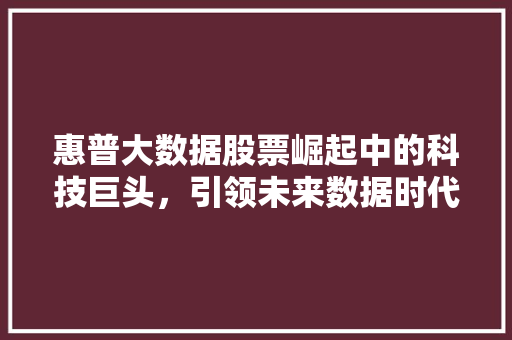 惠普大数据股票崛起中的科技巨头，引领未来数据时代