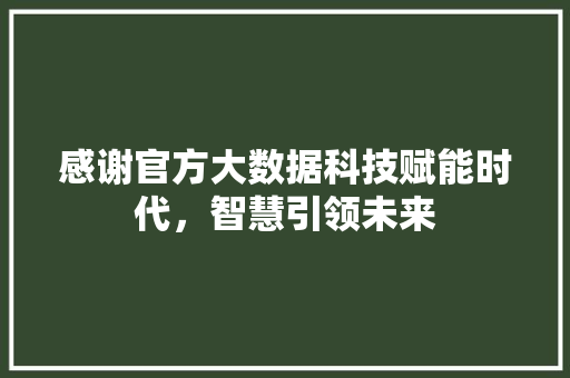 感谢官方大数据科技赋能时代，智慧引领未来  第1张