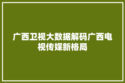 广西卫视大数据解码广西电视传媒新格局  第1张