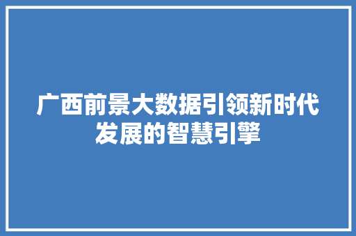 广西前景大数据引领新时代发展的智慧引擎  第1张