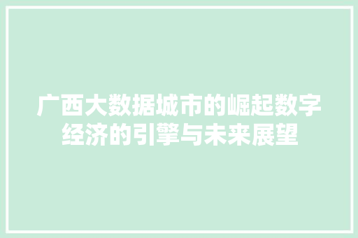 广西大数据城市的崛起数字经济的引擎与未来展望  第1张