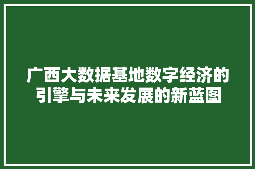 广西大数据基地数字经济的引擎与未来发展的新蓝图  第1张