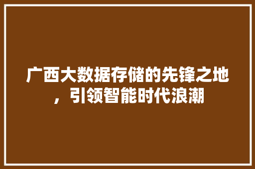 广西大数据存储的先锋之地，引领智能时代浪潮  第1张