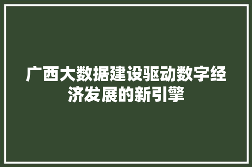 广西大数据建设驱动数字经济发展的新引擎  第1张