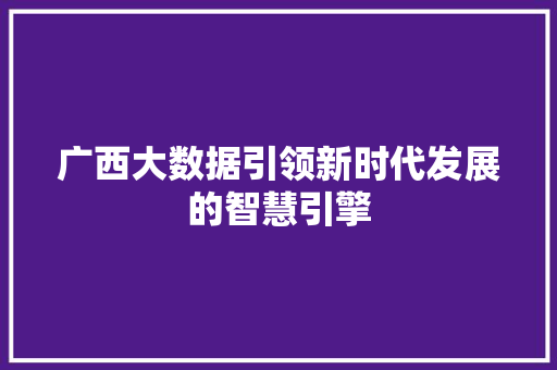 广西大数据引领新时代发展的智慧引擎  第1张