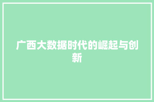 广西大数据时代的崛起与创新  第1张