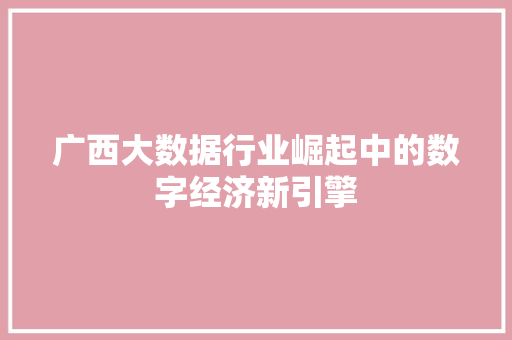 广西大数据行业崛起中的数字经济新引擎  第1张
