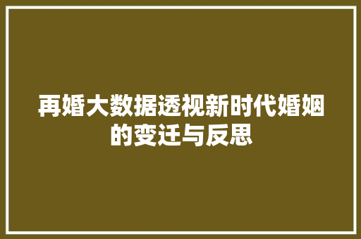 再婚大数据透视新时代婚姻的变迁与反思  第1张