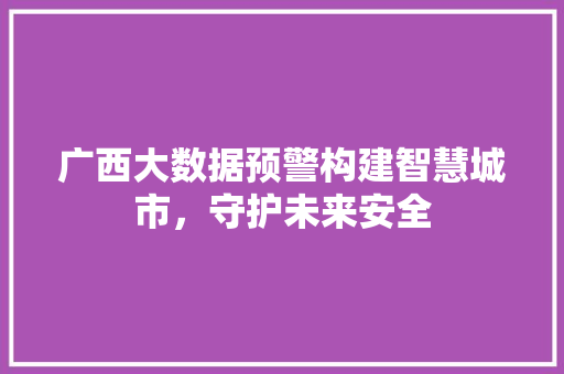 广西大数据预警构建智慧城市，守护未来安全  第1张