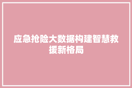 应急抢险大数据构建智慧救援新格局
