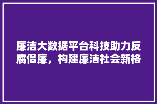 廉洁大数据平台科技助力反腐倡廉，构建廉洁社会新格局  第1张