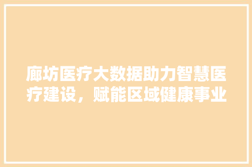 廊坊医疗大数据助力智慧医疗建设，赋能区域健康事业发展  第1张