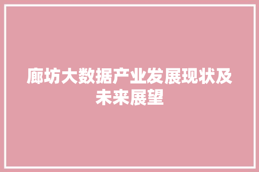 廊坊大数据产业发展现状及未来展望  第1张