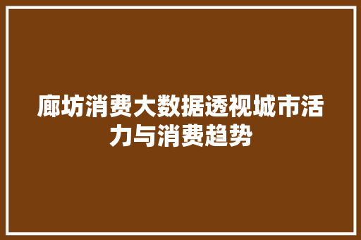 廊坊消费大数据透视城市活力与消费趋势