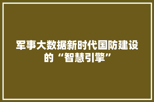 军事大数据新时代国防建设的“智慧引擎”