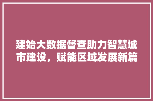 建始大数据督查助力智慧城市建设，赋能区域发展新篇章