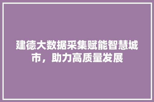 建德大数据采集赋能智慧城市，助力高质量发展  第1张
