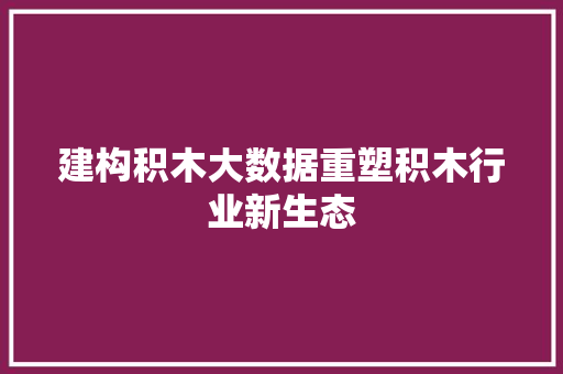 建构积木大数据重塑积木行业新生态  第1张