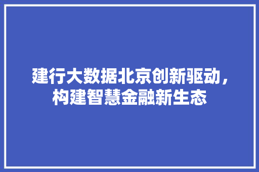 建行大数据北京创新驱动，构建智慧金融新生态  第1张