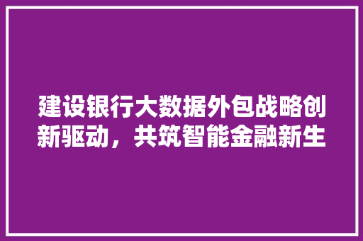 建设银行大数据外包战略创新驱动，共筑智能金融新生态
