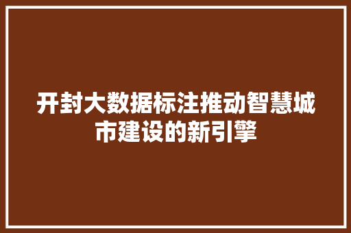 开封大数据标注推动智慧城市建设的新引擎  第1张