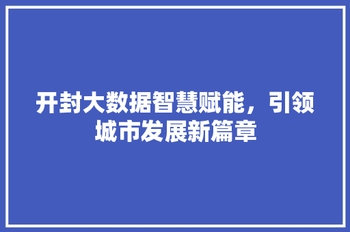 开封大数据智慧赋能，引领城市发展新篇章